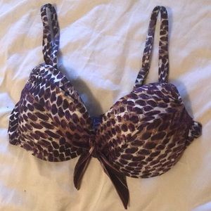 BECCA purple leopard print bikini top. Size D